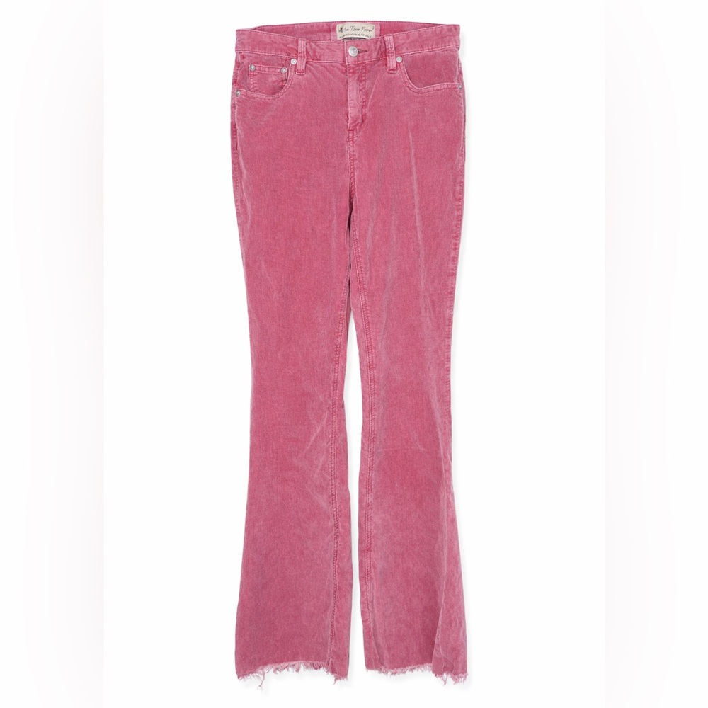 Free People We The Free Pink Corduroy Raw Hem Flare‎ Jeans 29 short Petite